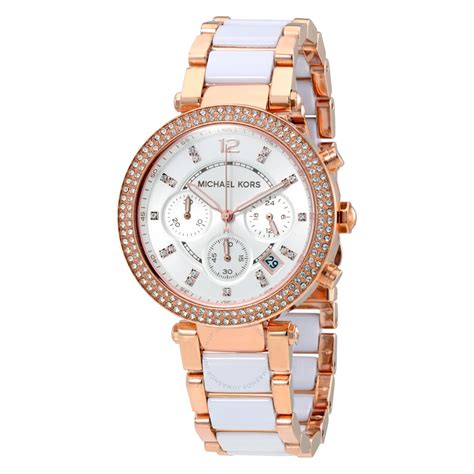 michael kors white dial chronograph ladies watch|Michael Kors black watches women.